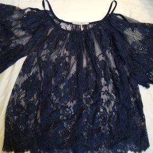 Jen's Pirate Booty for Free People lace tunic navy